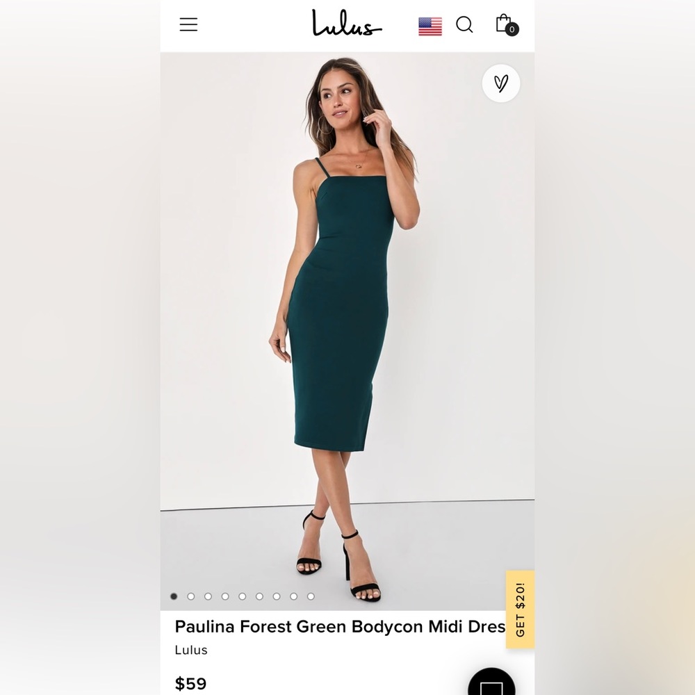 Lulu’s Paulina Forest Green Bodycon Midi Dress